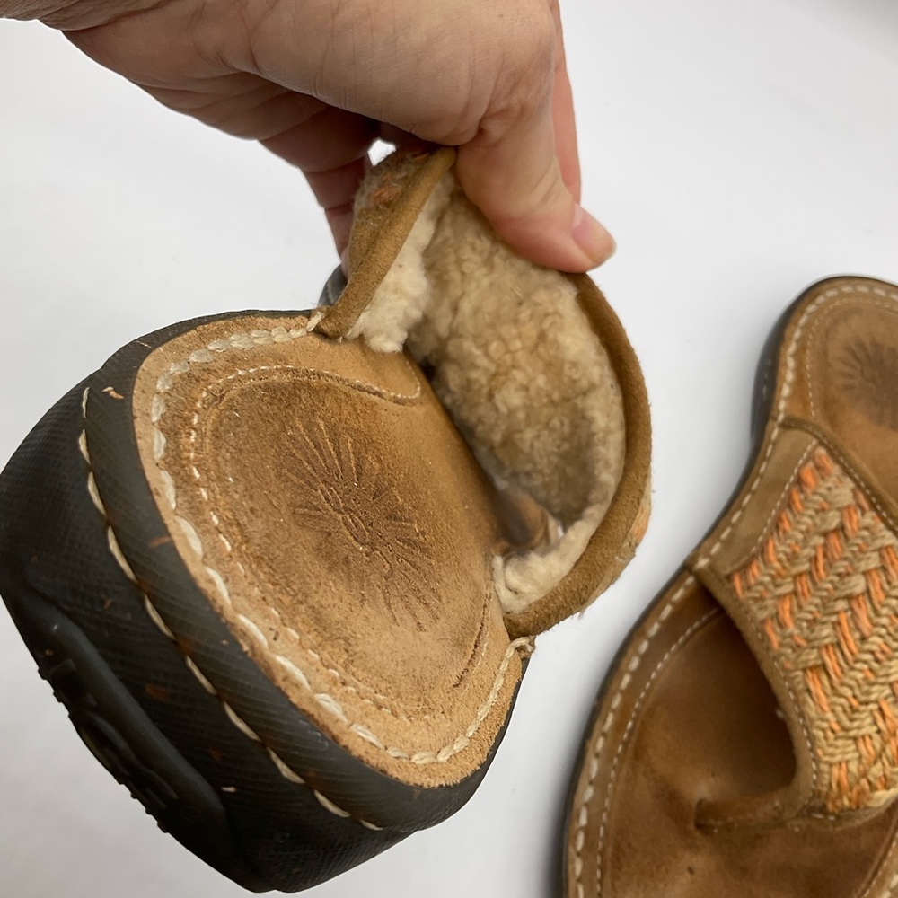 UGG SLIDE LEATHER FLEECED SANDALS - Picture 4 of 6